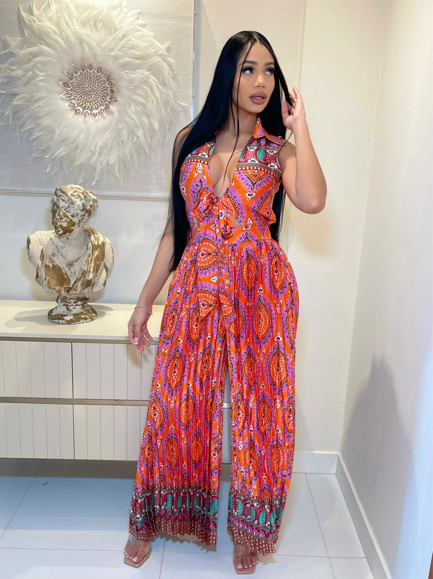 Jumpsuit Orange print