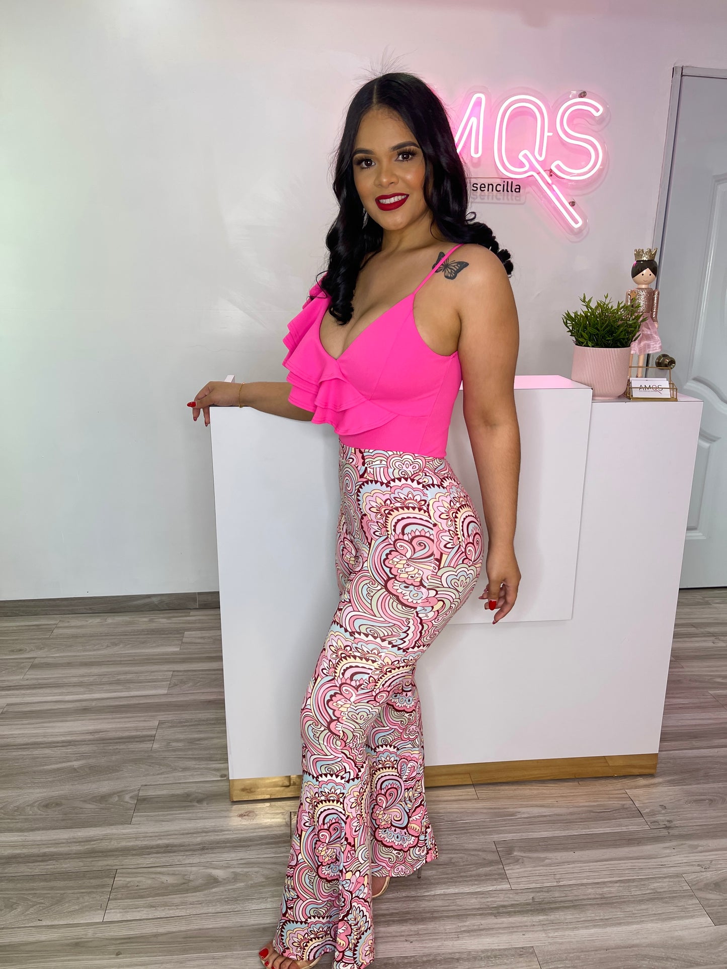 Print Bell Bottoms Pants
