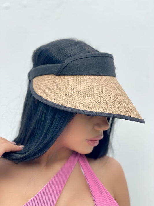 Women leaf Detail Two Boho Straw Visor Hat