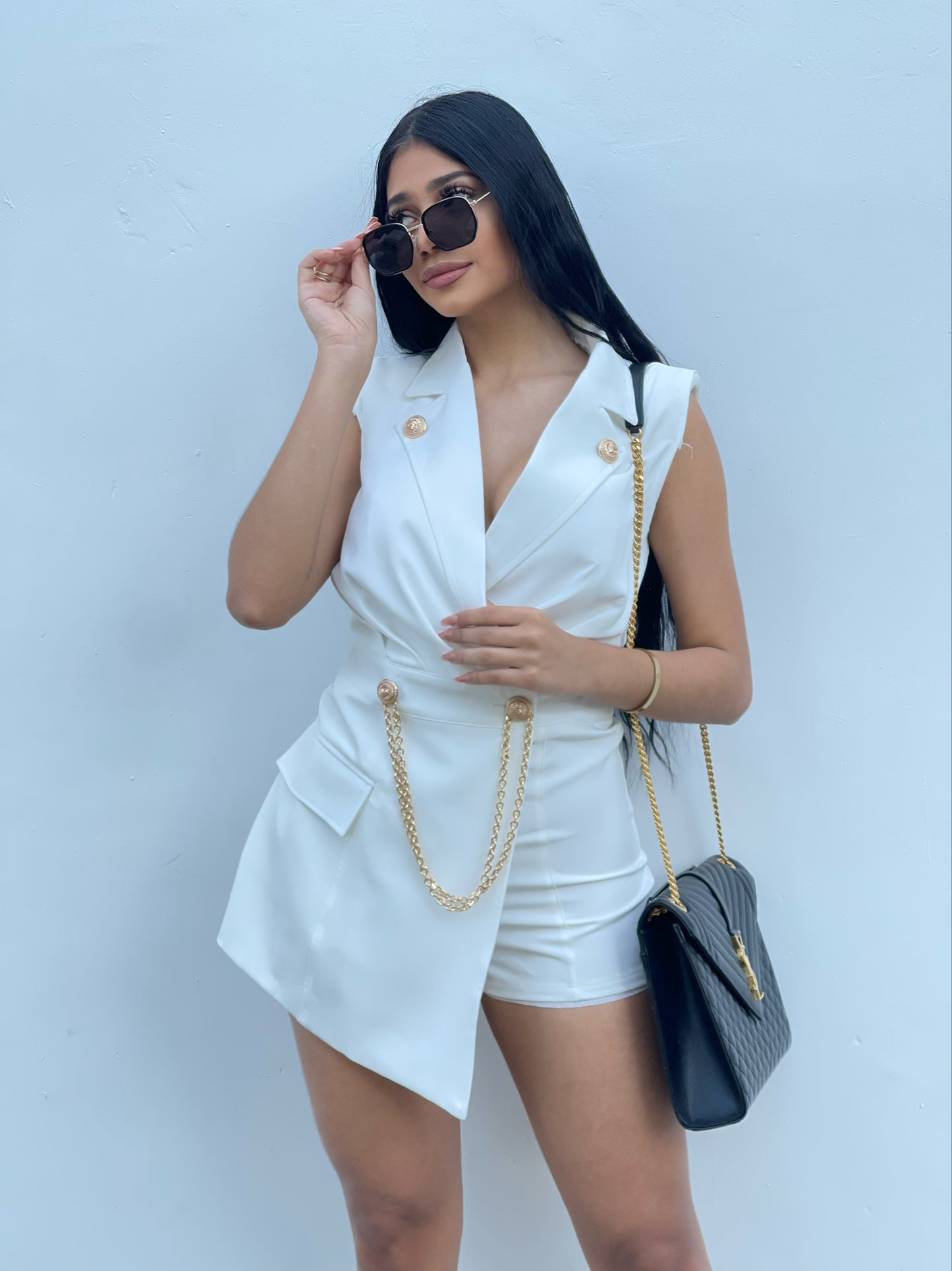 Jumpsuit white and gold