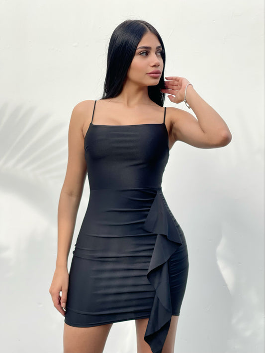 Front Ruched Asymmetrical Dress