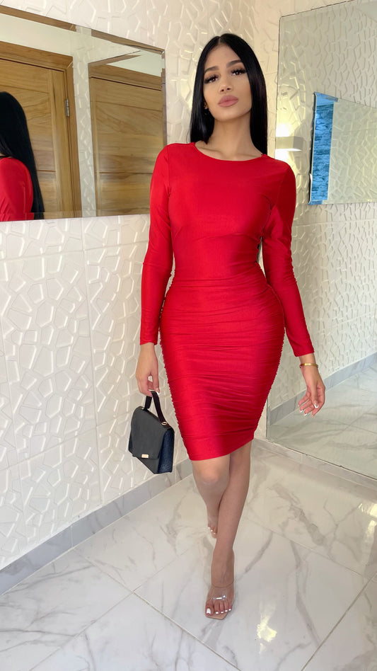 Mindi row neck red