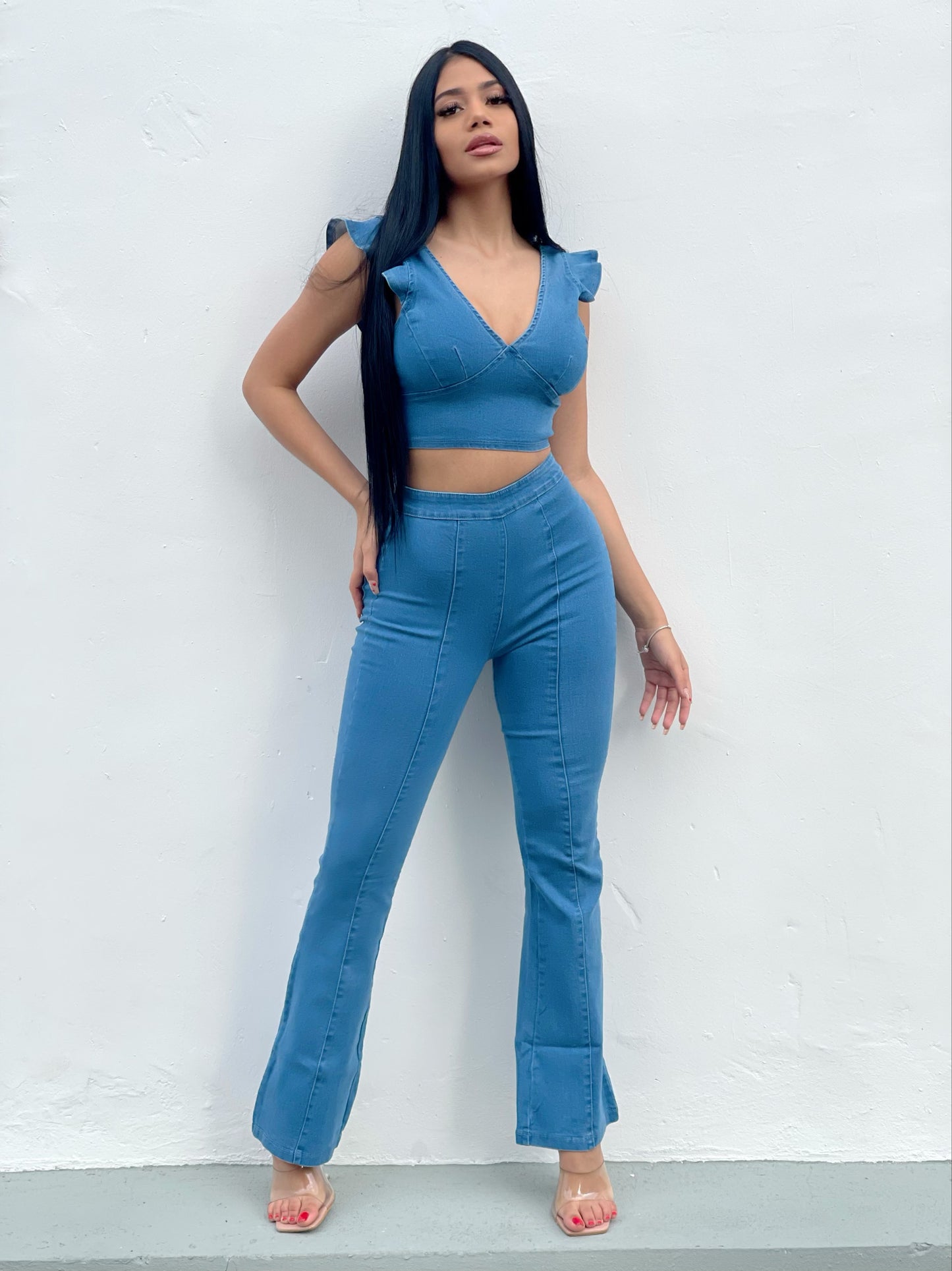 Set 2 Denim wide pants