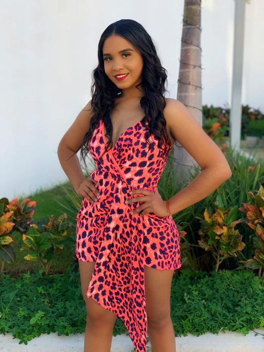 neon leopard dress