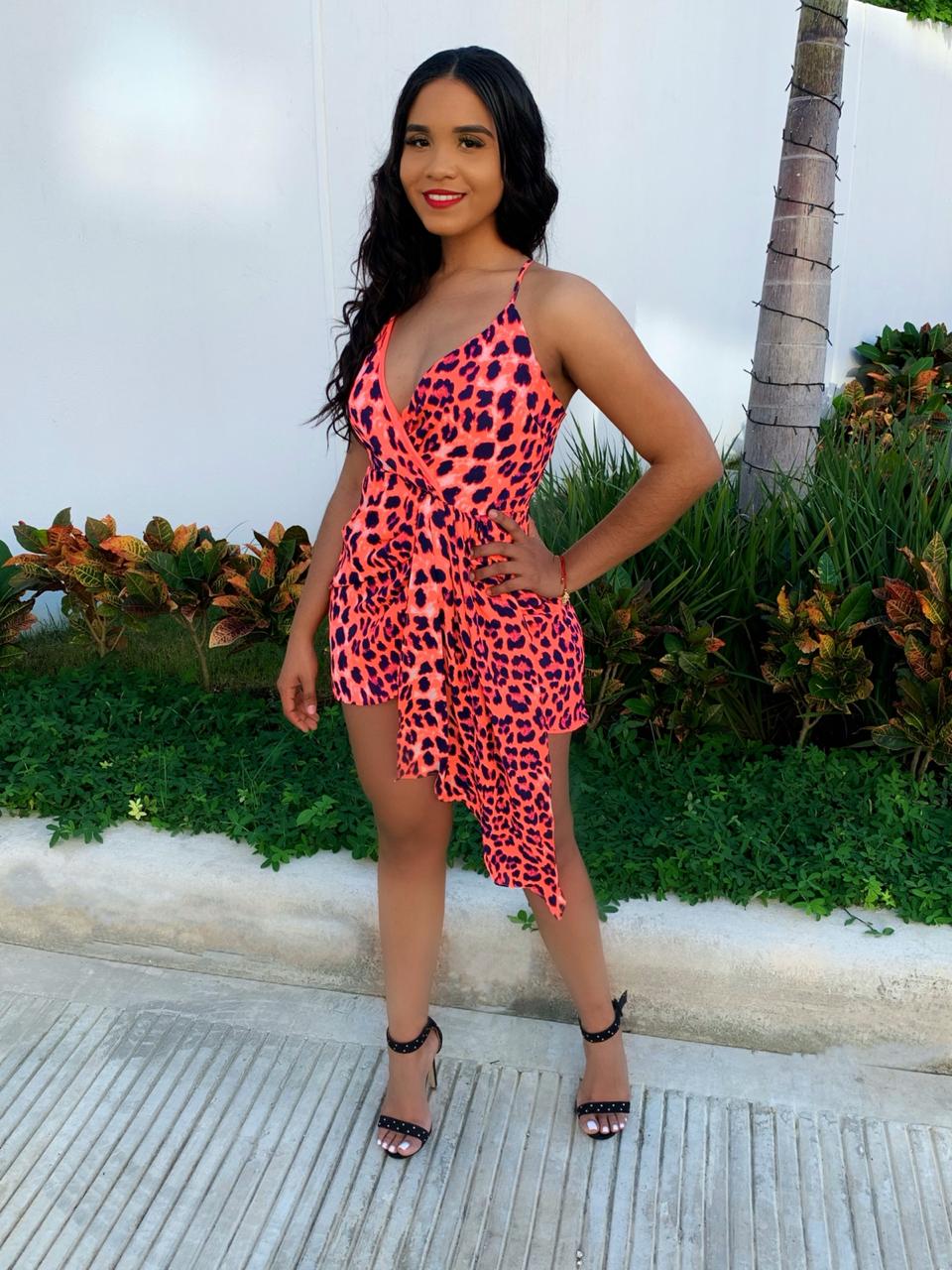 neon leopard dress