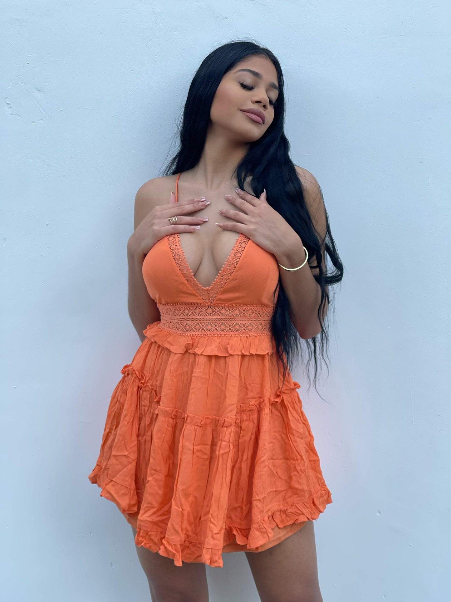 Orange Trim Mini Dress