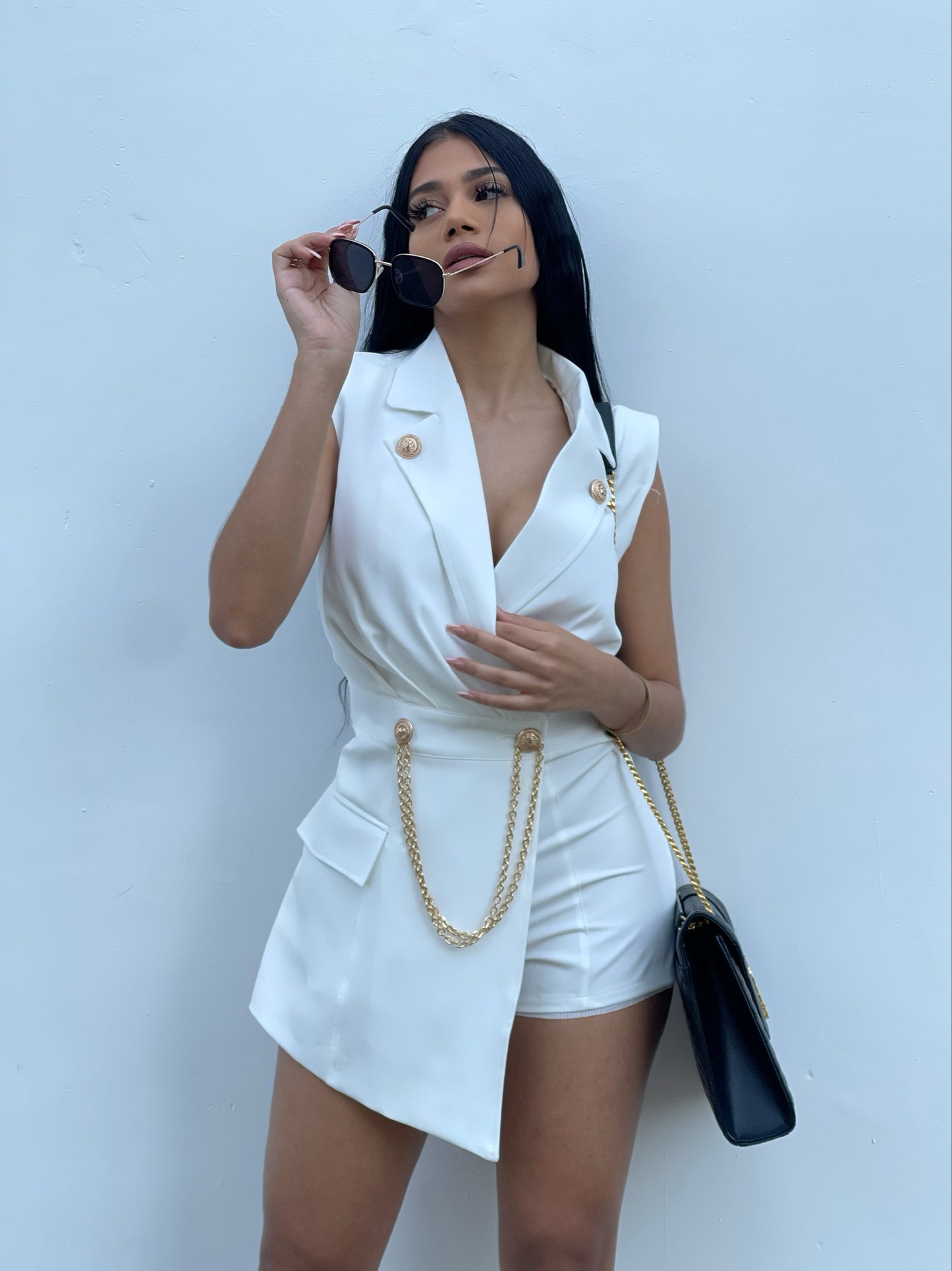 Jumpsuit white and gold